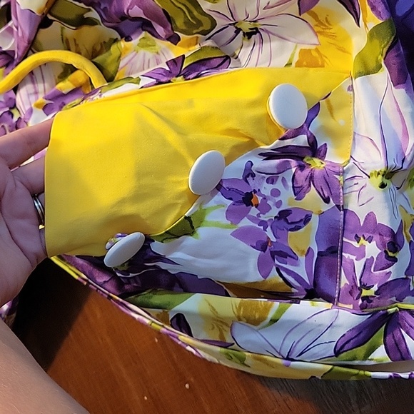 NWOT Unique Vintage Purple Yellow Floral Print Hamilton Swing Dress Size XS/Sm - Picture 7 of 9